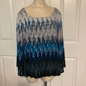 Alfani Wide Sleeve Blouson Abstract Print Embellished Blouse 16
